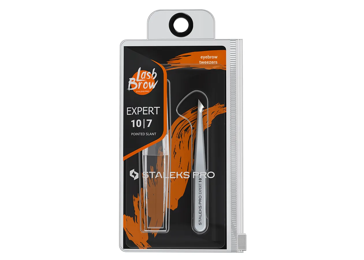 Пінцет для брів скошений Expert TE-10-07 Сталекс - Фото 2
