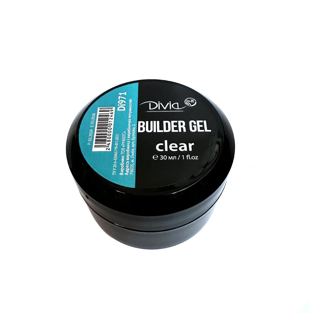 Гель моделюючий прозорий для нарощування нігтів Divia - Di971 (30 мл)
