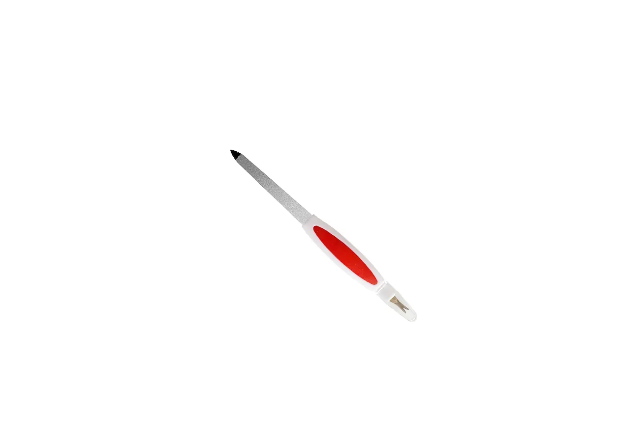Metal nail file with cuticle trimmer 