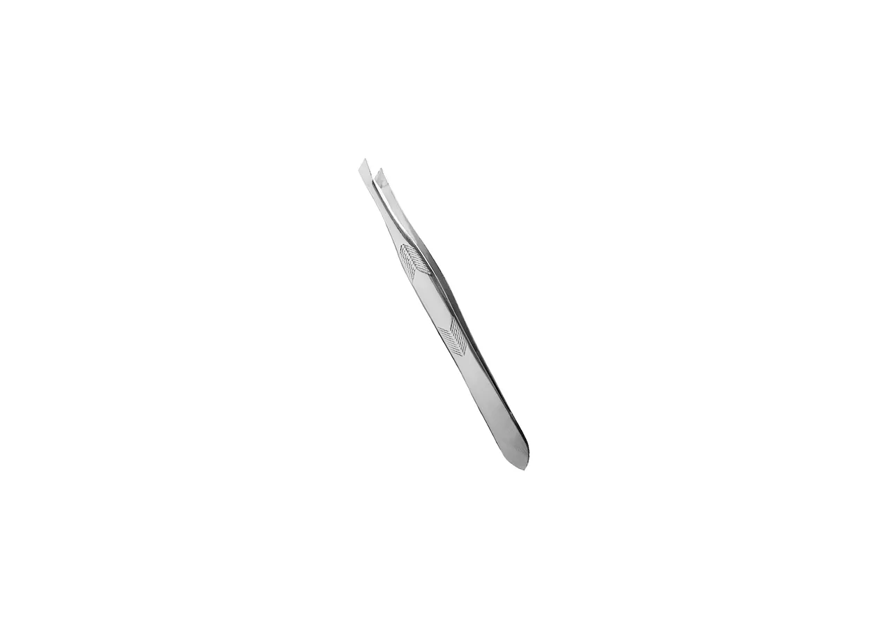 Eyebrow tweezers with a beveled edge 
