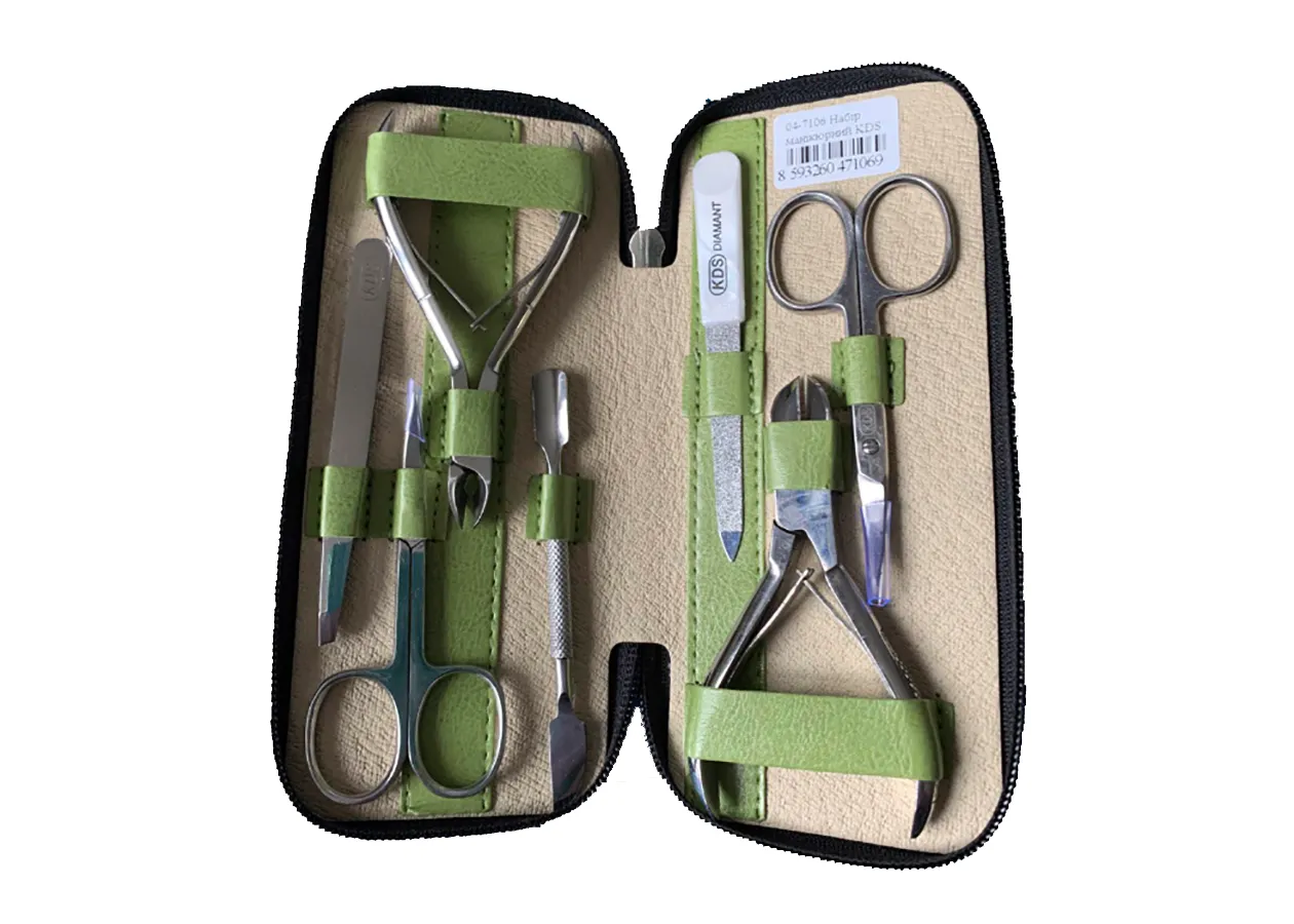 Manicure set KDS - 04-7106 (silver tools; 7 items)