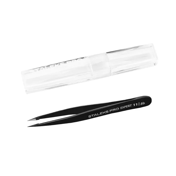 Пінцет для брів точковий Expert TE-11-5b (чорний) Сталекс - Фото 2