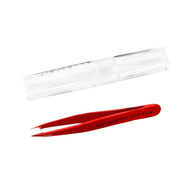 Пінцет для брів точковий Expert TE-11-5r (червоний) Сталекс - Фото 2
