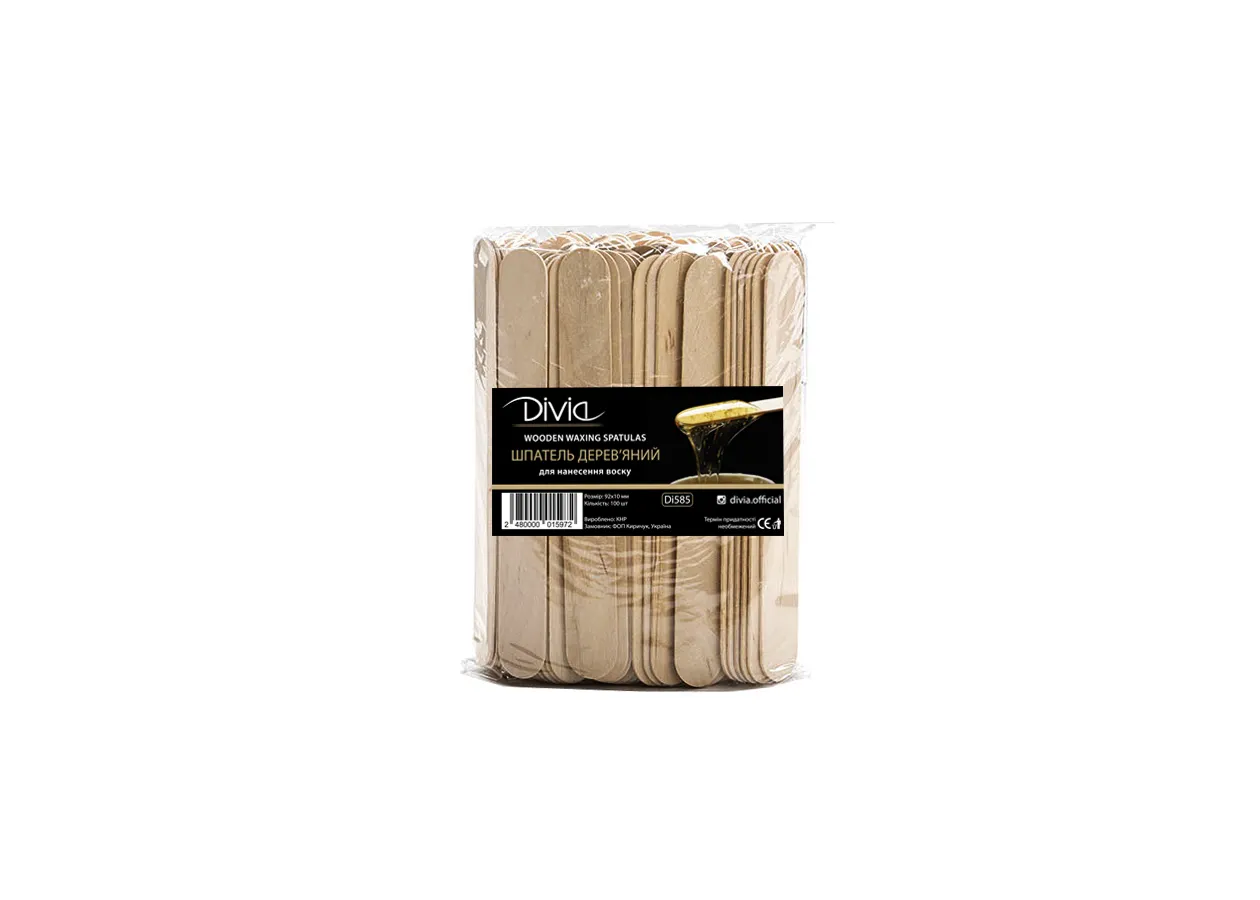 Wooden spatula for waxing Divia - Di585 [92*10 mm] (100 pcs/p)