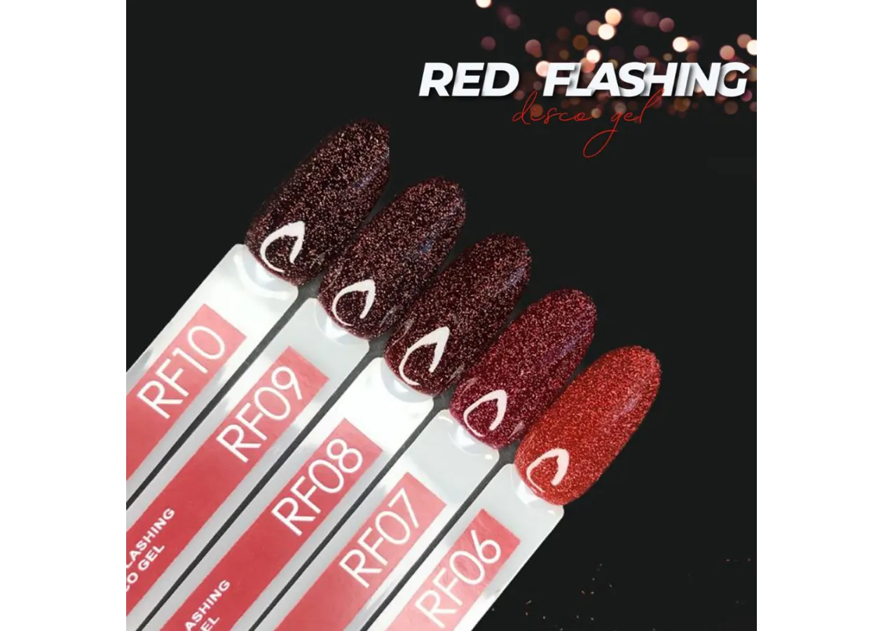 Reflective Red Flashing Disсo Gell for nails Moon (8 ml) - Photo 2