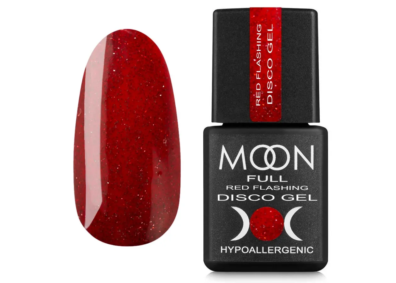 Reflective Red Flashing Disсo Gell for nails Moon (8 ml)