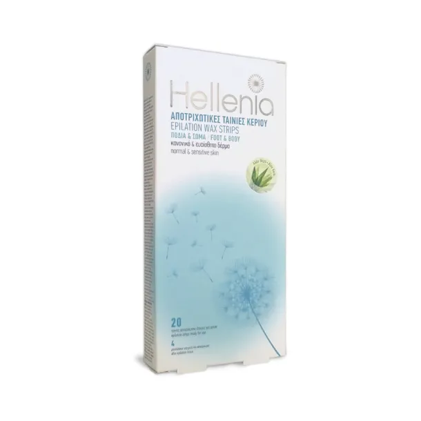 Набір воскових смужок для  тіла та ніг Hellenia (20 стрічок + 4 серветки (Aloe Vera))