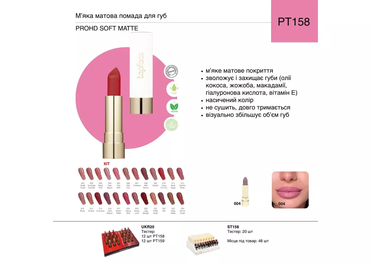 Помада для губ матова TopFace 